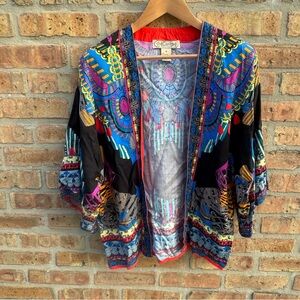 Flying Kimono Duster Colorful Short Jacket Sz M